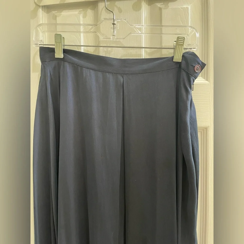 Vintage 100% Silk Satin Blue Midi Skirt - Picture 5 of 5